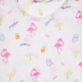Tricou din bumbac cu imprimeu grafic pentru fetițe, alb Benetton 228652 2