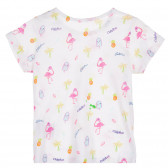 Tricou din bumbac cu imprimeu grafic pentru fetițe, alb Benetton 228654 4