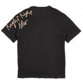 Tricou din bumbac cu inscripție brodată, negru Sisley 228658 4