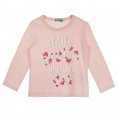 Bluza din bumbac cu accente florale pentru un bebeluși, roz Benetton 228679 