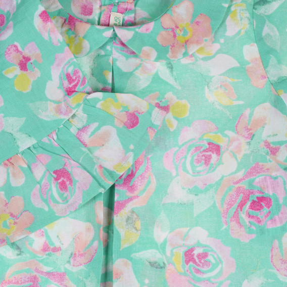 Bluza din bumbac cu imprimeu floral pentru fetițe, verde deschis Benetton 228720 3