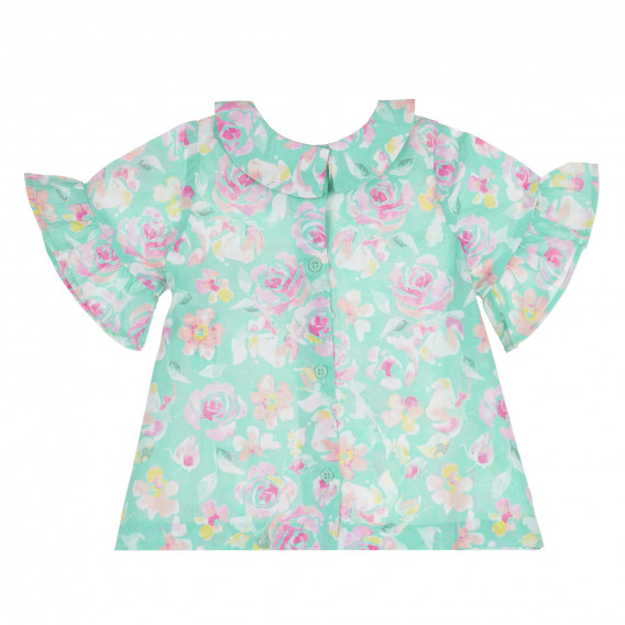 Bluza din bumbac cu imprimeu floral pentru fetițe, verde deschis Benetton 228721 4