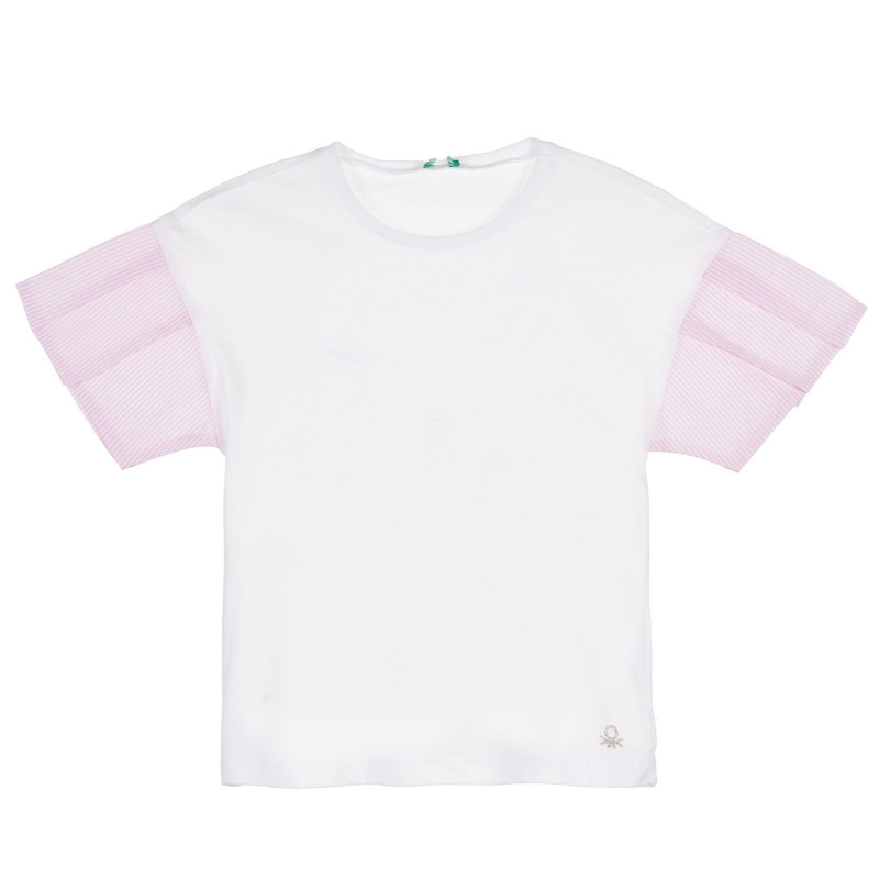 Tricou din bumbac cu mâneci roz, alb  228734