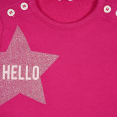 Bluză cu imprimeu și inscripție pentru bebeluși, roz închis Benetton 228754 2