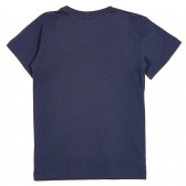 Tricou din bumbac cu imprimeu grafic în albastru închis Benetton 228779 3
