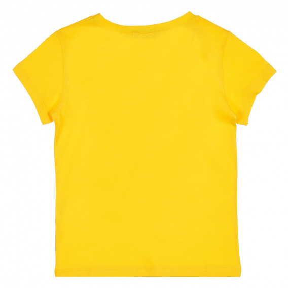 Tricou de bumbac cu imprimeu de brocart pentru fetițe, galben Benetton 228822 4
