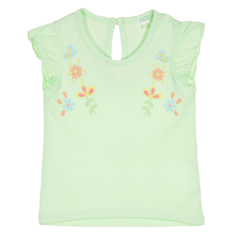 Bluză din bumbac cu broderii și bucle pentru bebeluși, verde  228825
