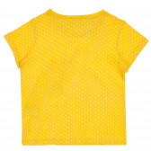 Tricou din bumbac cu imprimeu figural și aplicație, galben Benetton 228836 4
