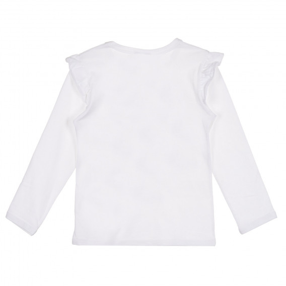 Bluză din bumbac cu bucle și imprimeu floral, alb Benetton 228871 4