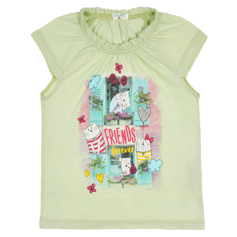 Bluză din bumbac cu imprimeu grafic pentru bebeluși, de culoare verde  228892