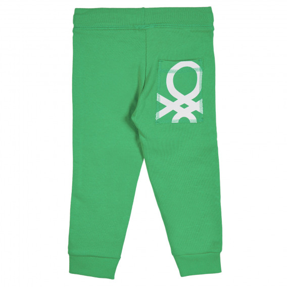Pantaloni din bumbac cu sigla mărcii, de culoare verde Benetton 228931 4