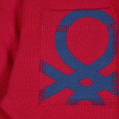 Pantaloni de bumbac cu sigla mărcii, roșii Benetton 228942 3
