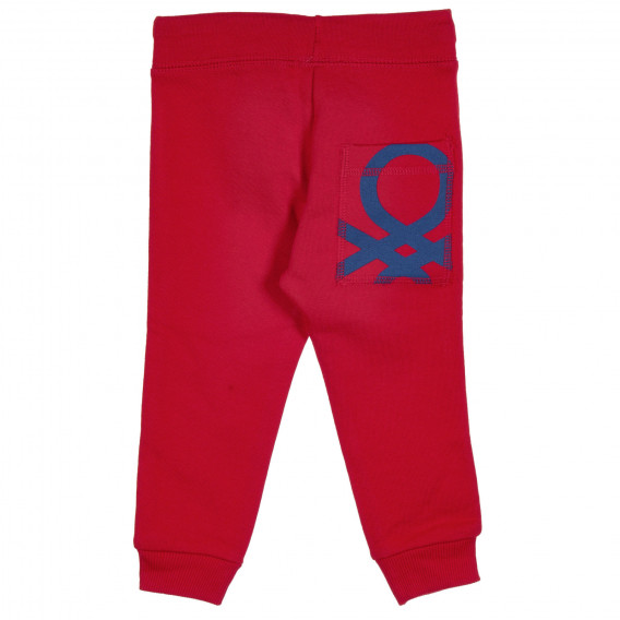Pantaloni de bumbac cu sigla mărcii, roșii Benetton 228943 4