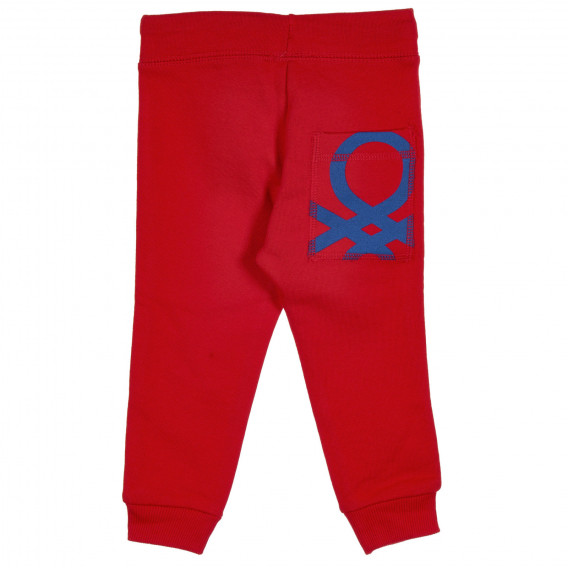 Pantaloni din bumbac cu sigla mărcii pentru bebeluși, roșu Benetton 228959 4