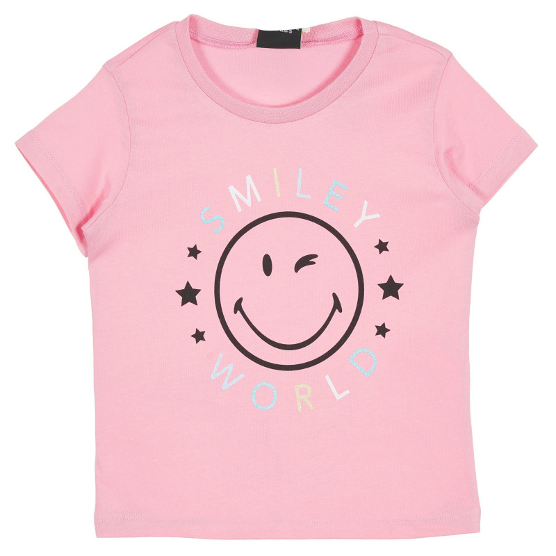 Tricou din bumbac cu imprimeu emoticon, roz  228968
