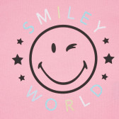 Tricou din bumbac cu imprimeu emoticon, roz Benetton 228969 2