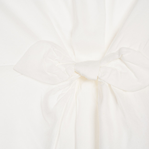 Bluză din bumbac cu mâneci lungi și panglică, albă Benetton 228973 2