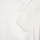 Bluză din bumbac cu mâneci lungi și panglică, albă Benetton 228974 3