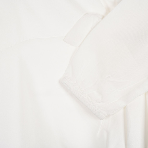 Bluză din bumbac cu mâneci lungi și panglică, albă Benetton 228974 3