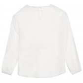 Bluză din bumbac cu mâneci lungi și panglică, albă Benetton 228975 4