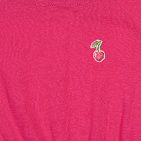 Bluză din bumbac cu aplicație de cireașă, roz Benetton 228977 2