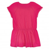 Bluză din bumbac cu aplicație de cireașă, roz Benetton 228979 4