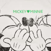Bluză din bumbac cu imprimeu Mickey și Minnie, albă Benetton 228991 2