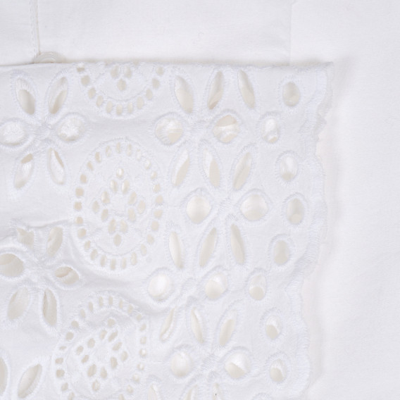 Bluză din bumbac cu mâneci scurte și motive florale, albă Benetton 229015 3