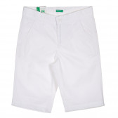 Pantaloni scurți din bumbac cu sigla mărcii, albi Benetton 229045 