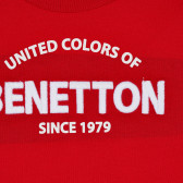 Tricou din bumbac cu inscripția mărcii pentru bebeluși, roșu Benetton 229082 2