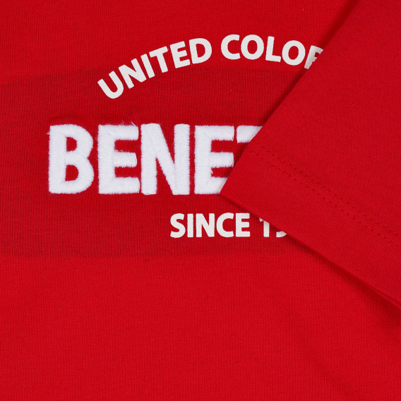 Tricou din bumbac cu inscripția mărcii pentru bebeluși, roșu Benetton 229083 3