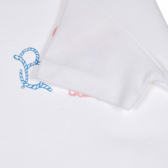 Tricou din bumbac cu inscripție de marcă, în alb Benetton 229115 3