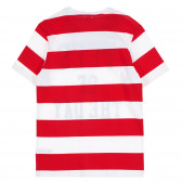 Tricou din bumbac în dungi roșii și albe, cu inscripție Benetton 229208 4
