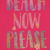 Maieu din bumbac cu inscripția Beach now please, roz Benetton 229210 2