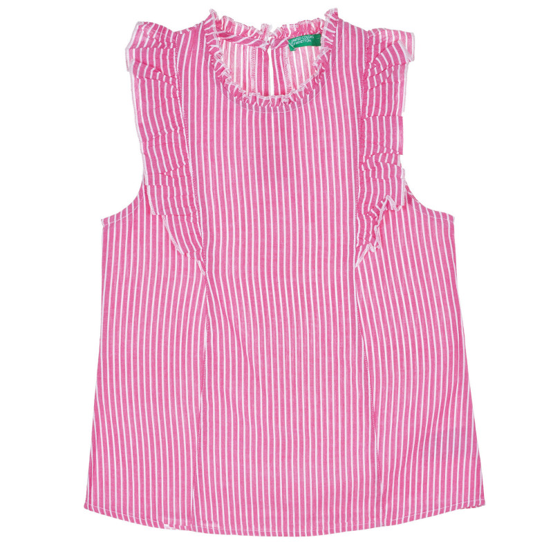 Bluză din bumbac fără mâneci, cu bucle în dungi albe și roz  229217