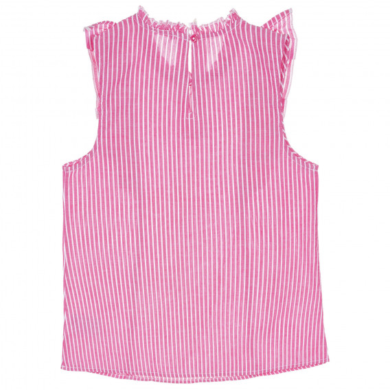 Bluză din bumbac fără mâneci, cu bucle în dungi albe și roz Benetton 229220 4