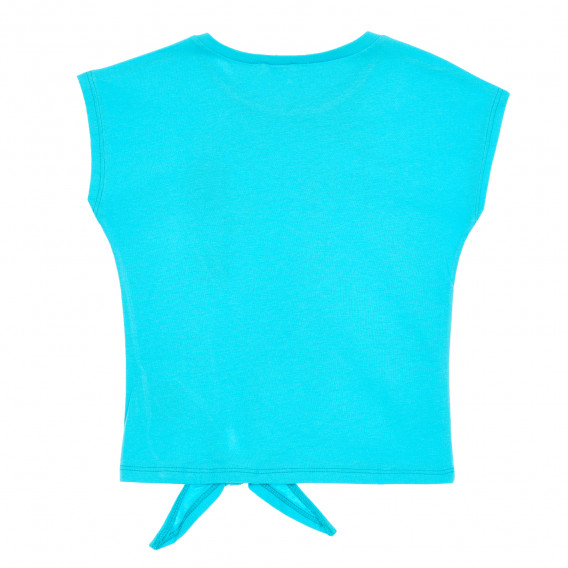 Tricou din bumbac cu imprimeu grafic și fundiță pentru bebeluși, albastru Benetton 229282 4