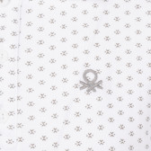 Tricou din bumbac cu mâneci scurte și guler cu imprimeu, alb Benetton 229328 3