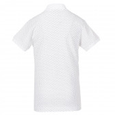 Tricou din bumbac cu mâneci scurte și guler cu imprimeu, alb Benetton 229329 4