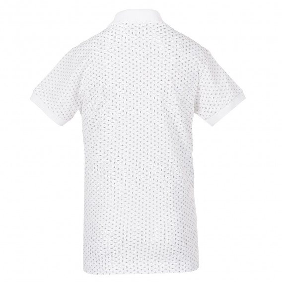Tricou din bumbac cu mâneci scurte și guler cu imprimeu, alb Benetton 229329 4