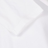 Bluză din bumbac cu aplicație de paiete, albă Benetton 229333 3