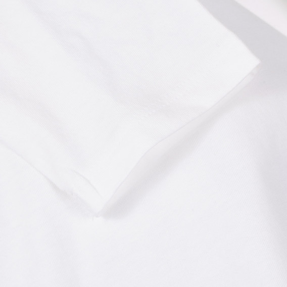 Bluză din bumbac cu aplicație de paiete, albă Benetton 229333 3