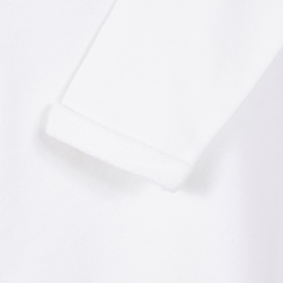 Bluză cu mâneci lungi și inscripție, albă Benetton 229367 3