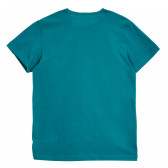 Tricou din bumbac cu aplicație de paiete, albastru Benetton 229487 4