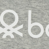 Tricou din bumbac cu logo-ul mărcii, în gri melanj Benetton 229542 2