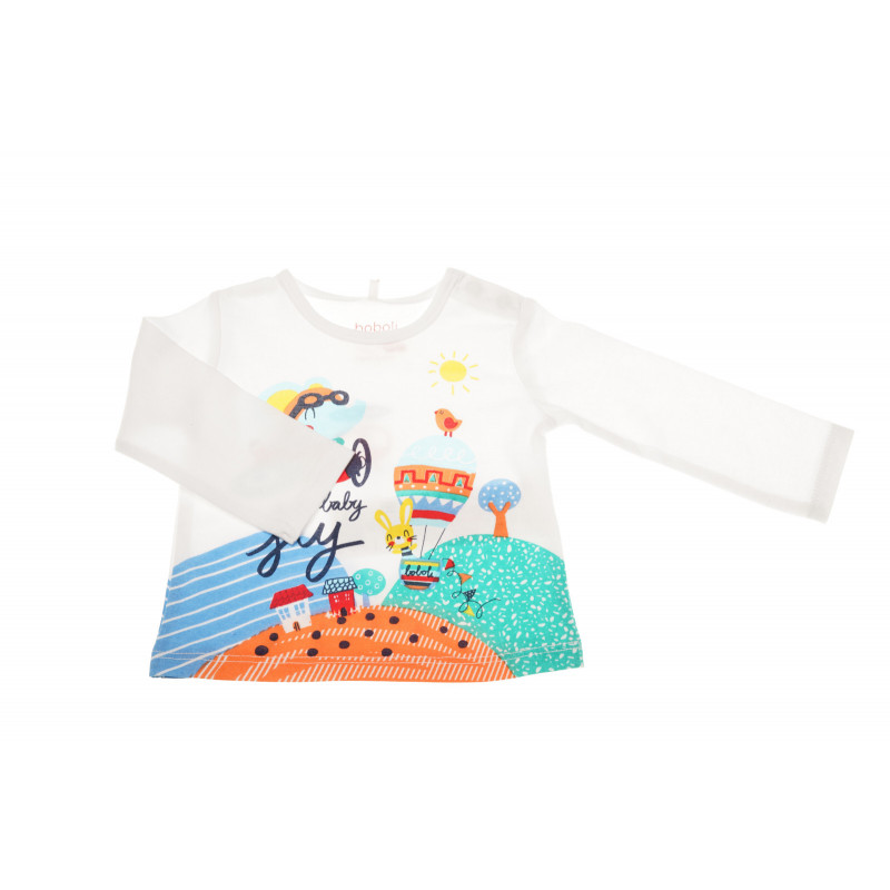 Bluză din bumbac cu mânecă lungă, cu imprimeu colorat pentru bebeluși  22957