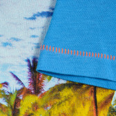 Tricou din bumbac cu imprimeu grafic, în albastru Benetton 229571 3