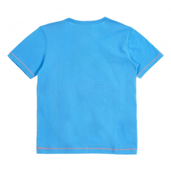 Tricou din bumbac cu imprimeu grafic, în albastru Benetton 229572 4