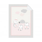 Pătură moale pentru bebeluși cu sherpa Penguin family, 110x140 cm, roz Kikkaboo 229701 