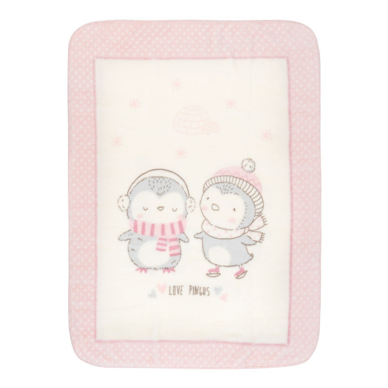 Pătură moale pentru bebeluși Love Pingus, 80x110 cm, roz  229708